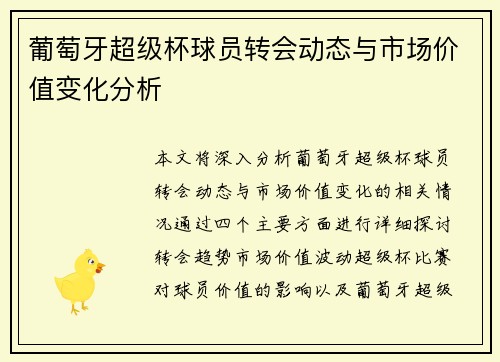 葡萄牙超级杯球员转会动态与市场价值变化分析